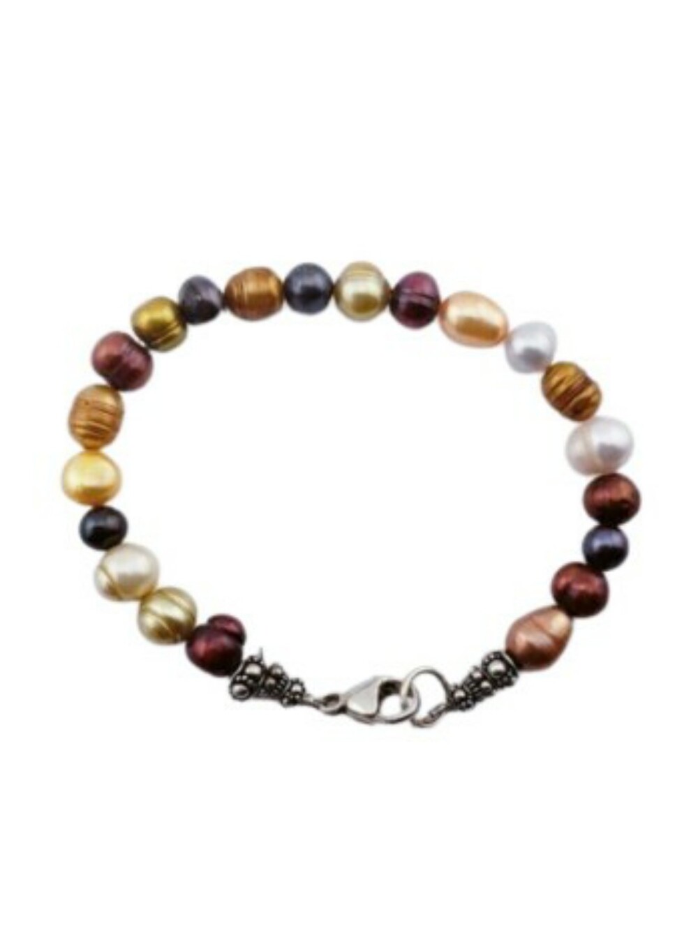 .925 SS Multicolor Freshwater Dyed Pearl Bracelet with Silver Signed Clasp